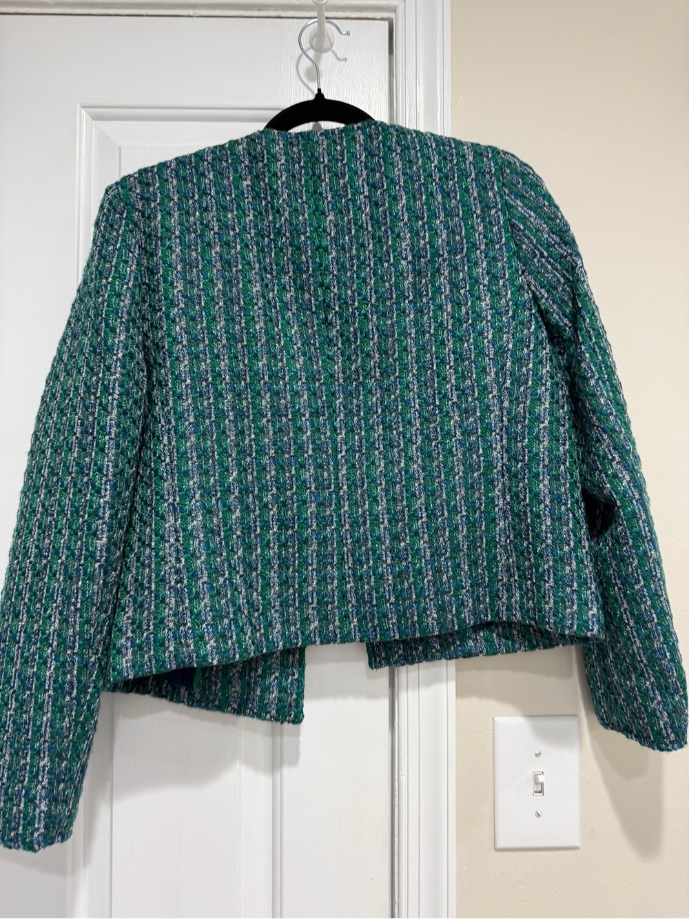J. Crew Green Tweed Boxy Blazer with Gold Buttons - Picture 2 of 2